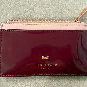 ✨ Ted Baker London Burgundy Patent Leather Zip Card Case ✨